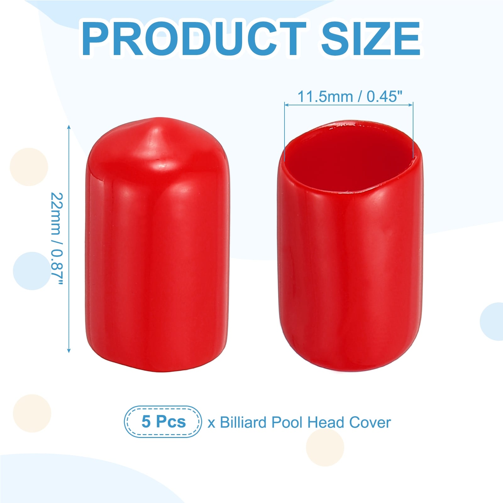 Pool Tip Cover, Rubber Cue Protector, Billiard Pool Durable Head Covers for Table Stick Head