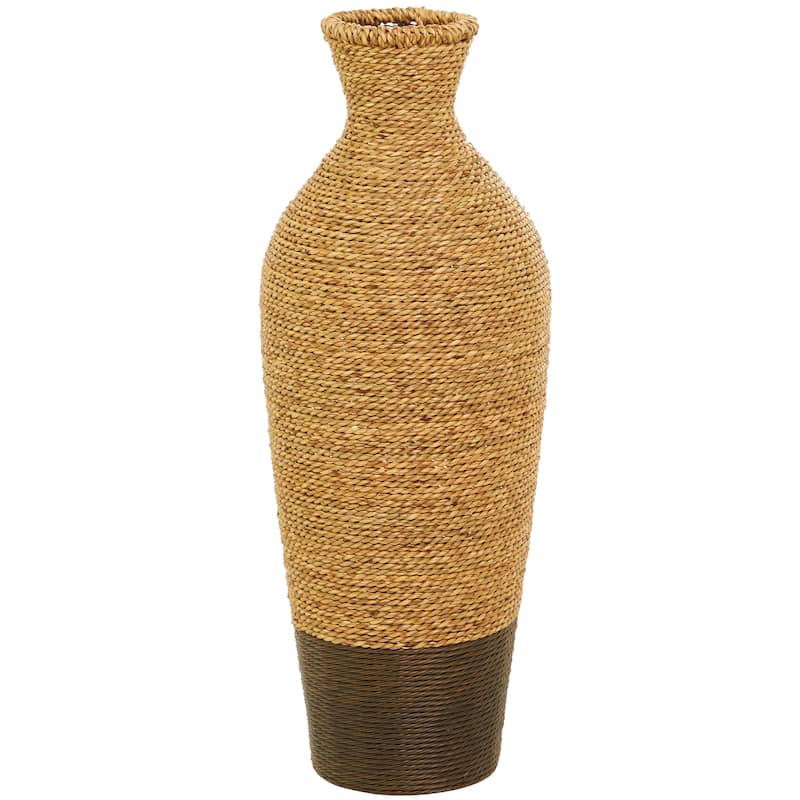 Seagrass Handmade Tall Woven Floor Vase - Brown - Roche River Decor
