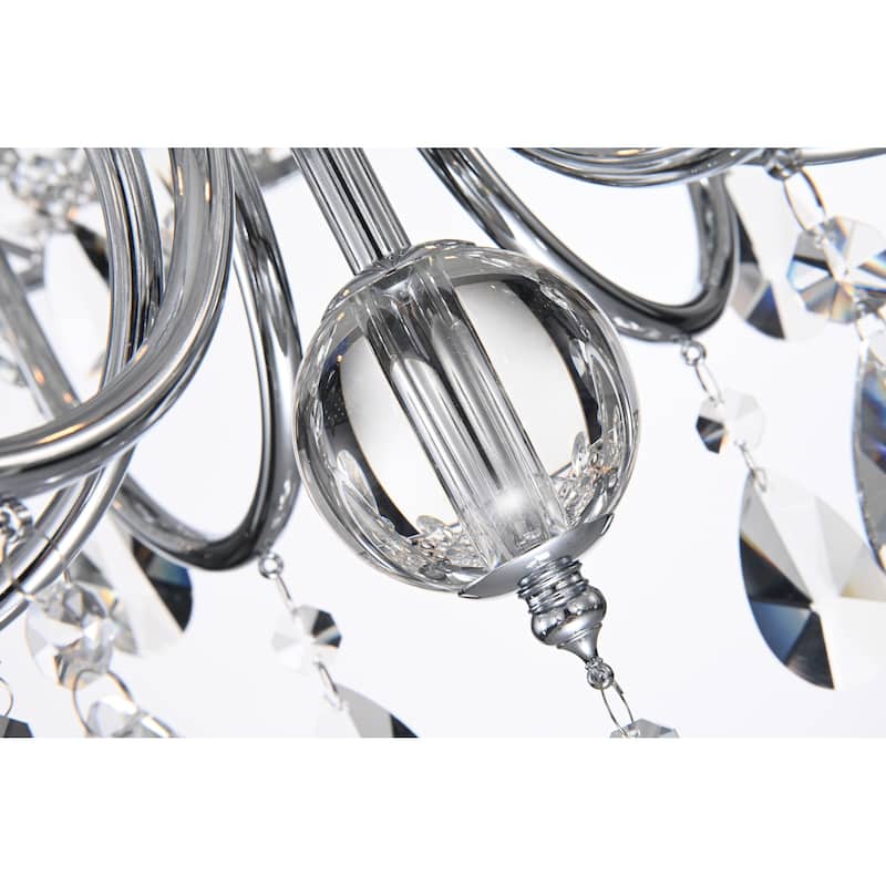 Round Beaded Drum Chandelier with Hanging Crystals