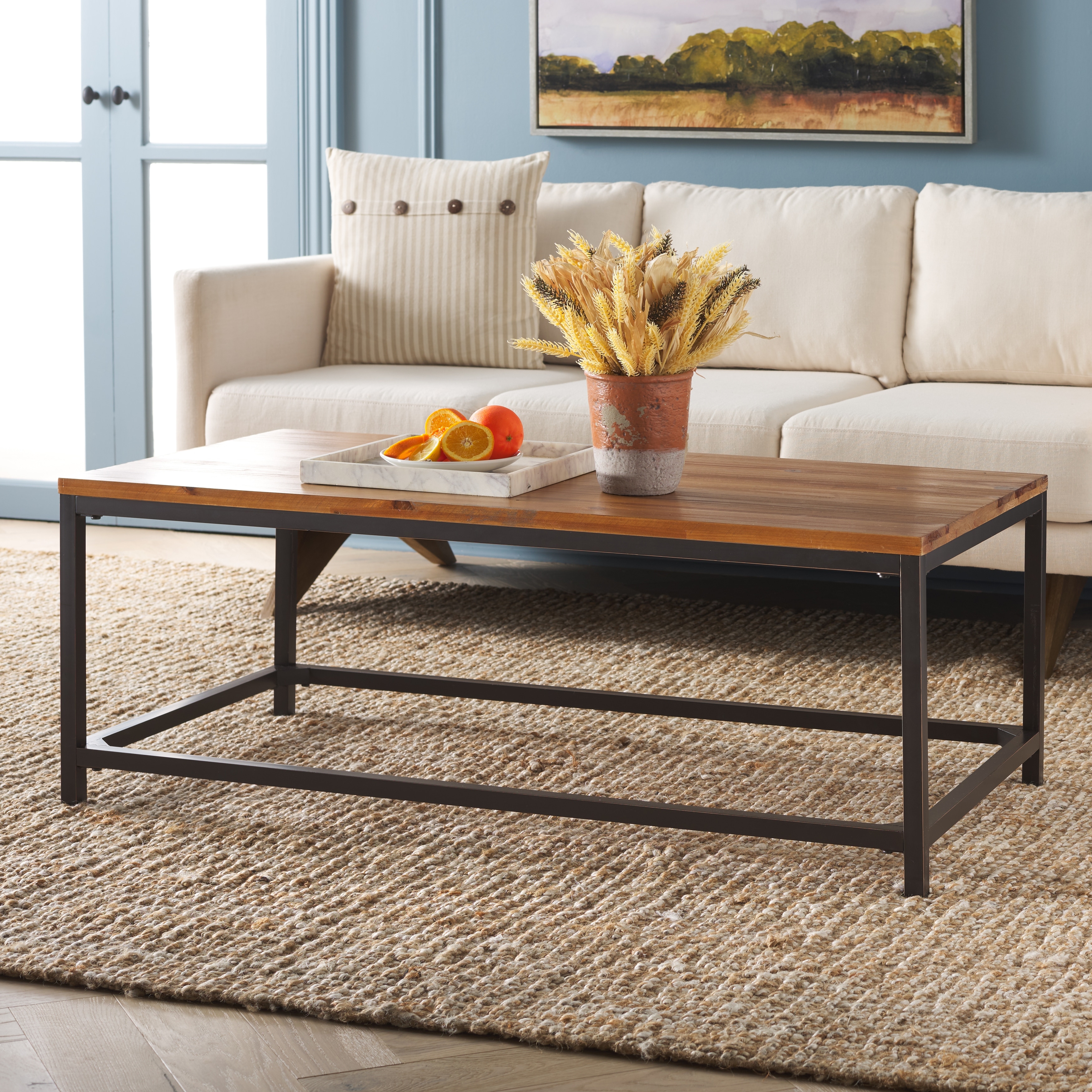 SAFAVIEH Aino Industrial Wood Coffee Table, 48-Inch - 48Wx24Dx18H