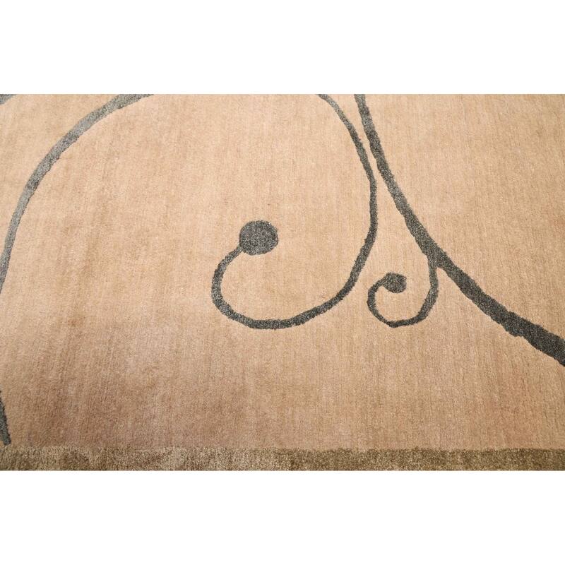 ECARPETGALLERY Hand-knotted Opulence Taupe Silk, Wool Rug - 8'1 x 9'10