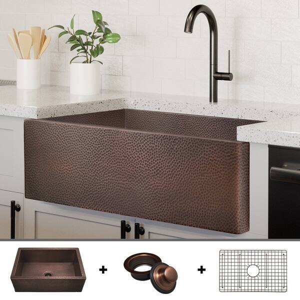 Heavy 12-GAUGE Luxury 30-Inch Copper Farmhouse Sink (48 LBS ...