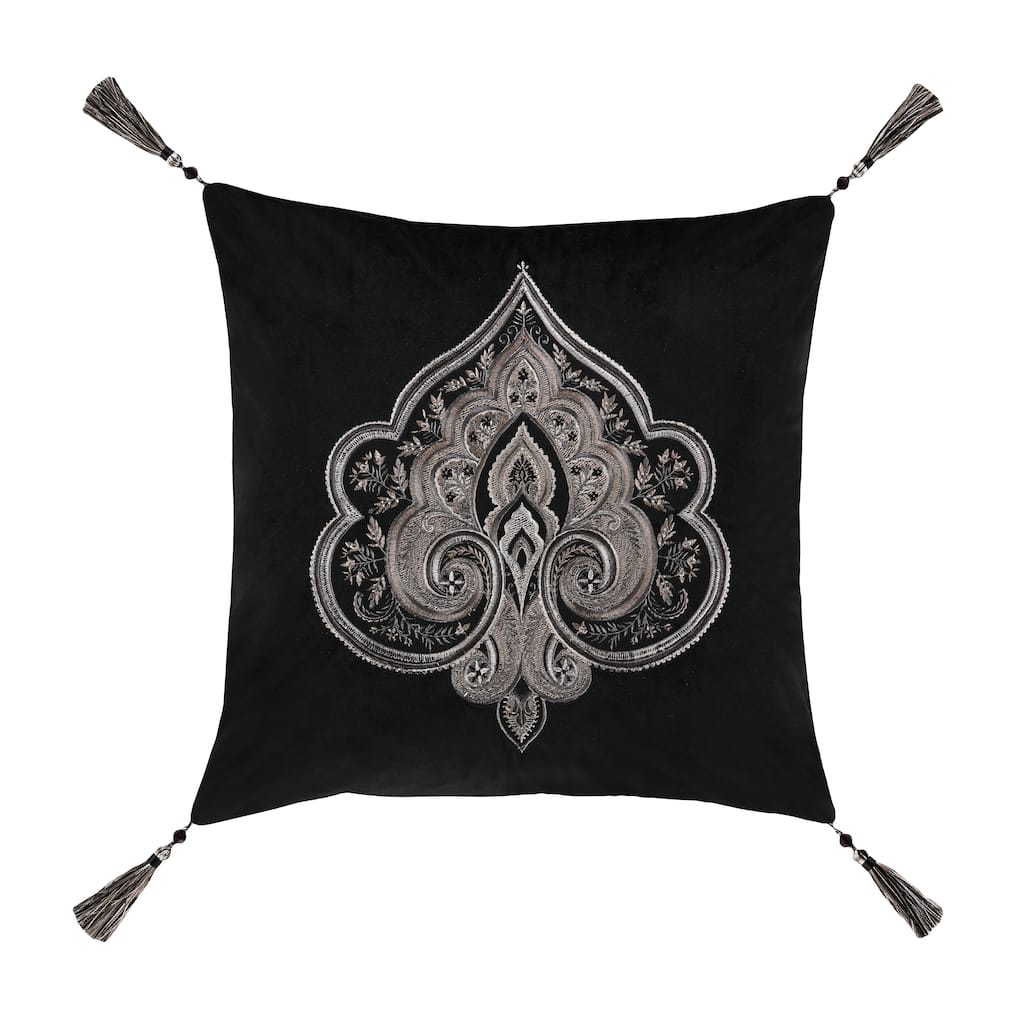 Davinci 18" Square Embellished Decorative Throw Pillow