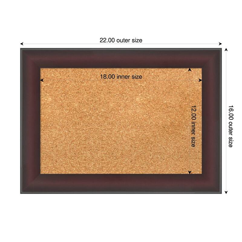 Grand Cherry Narrow Framed Cork Board - Bulletin Board, Organization Board, Pin Board - Natural - 22 x 16 in