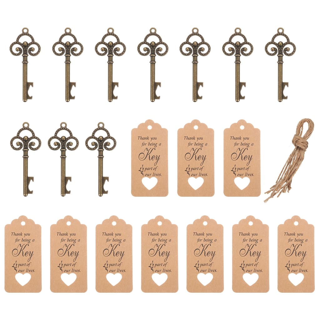 Vintage Keys Bottle Openers with Tags for Wedding Party Favors Decor