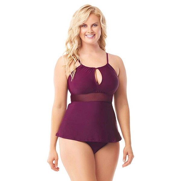 Sea & Sand Beachwear Keyhole Swimdress Bathing Suit. Opens flyout.