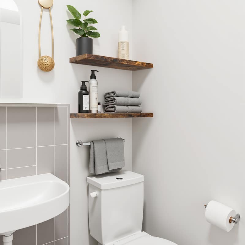 Homy Casa Wall-Mounted Floating Shelf, Set Bathroom, Functional - Wood Finish - BR