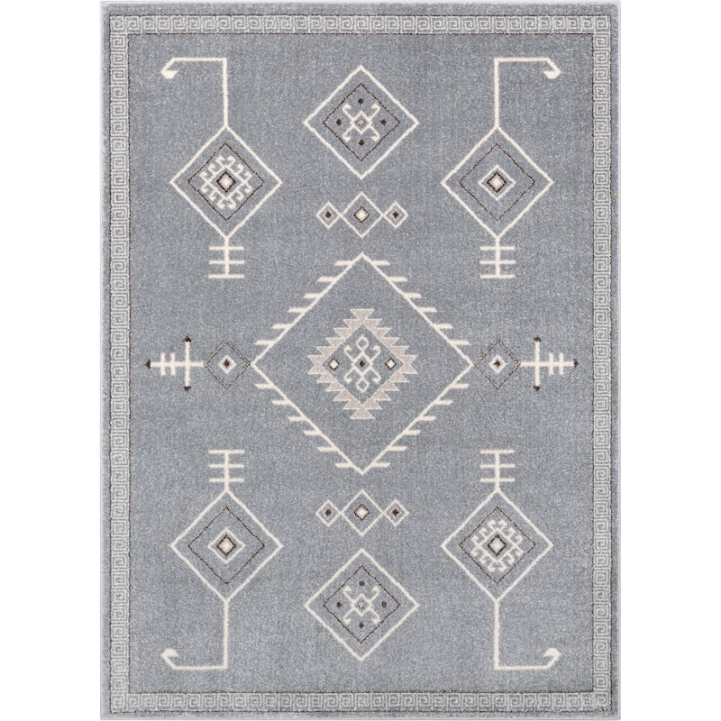 Well Woven Sydney Azra Tribal Geometric Medallion Area Rug - 3' 3" x 4' 7" - Grey - Rectangle