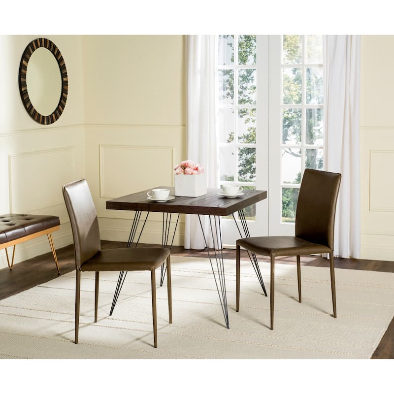 SAFAVIEH Oneida Faux Leather Dining Room Chair (Set of 2) - 18.9" W x 22.8" L x 35.8" H - 19"Wx23"Dx36"H