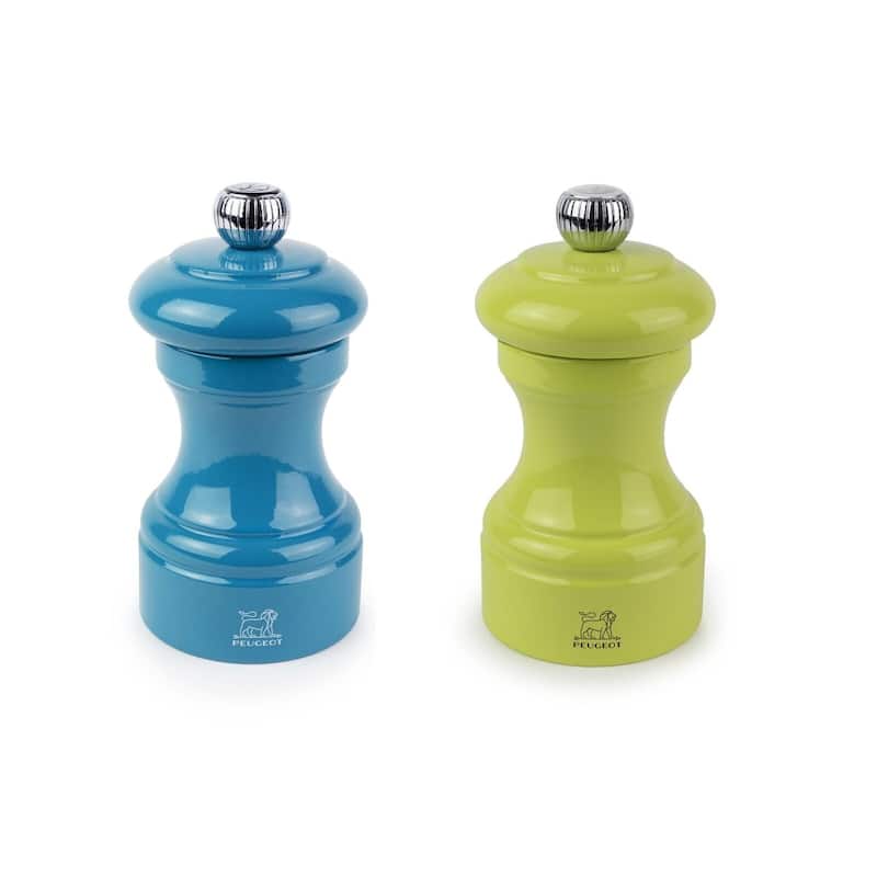Peugeot Bistro Pepper and Salt Mill Set - 10cm - 4in. - Pacific Blue and Pistachio
