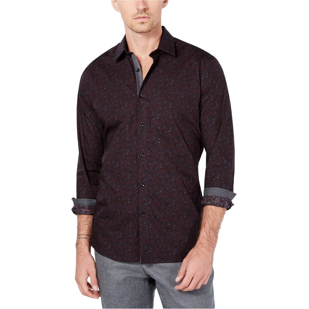 Ryan Seacrest Mens Woven Floral Button Up Shirt
