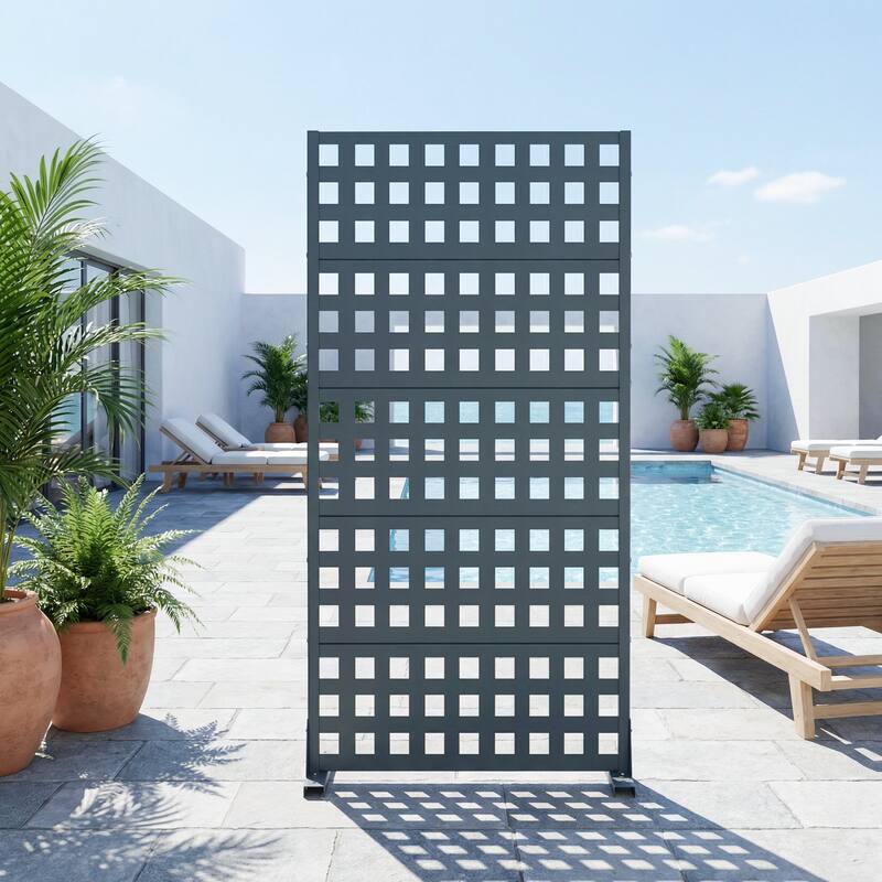 Outdoor Rectangle Privacy Screens Metal Screen Fence Panel - Dark Grey - 59"x30"