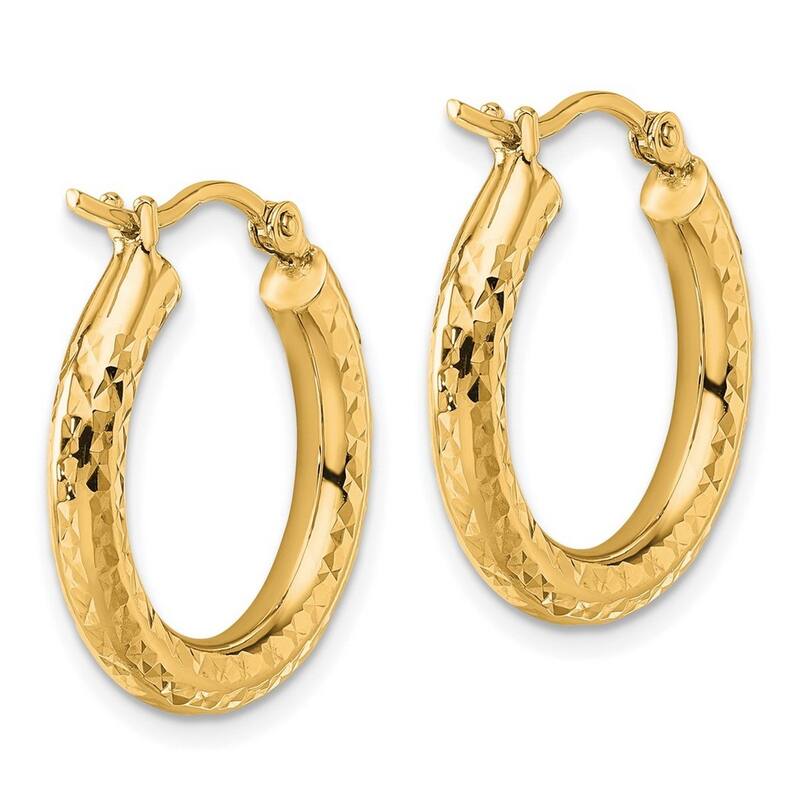 Curata 14k Yellow Gold Sparkle Cut Round Hoop Earrings - 20x20mm