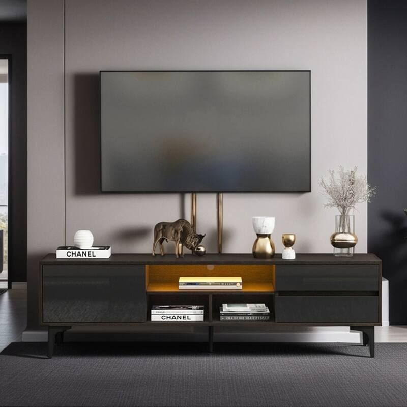 TV Stand for TVs up to 65",Entertainment Center with RGB LED Lights - 62.99inch*13.78inch*17.72inc