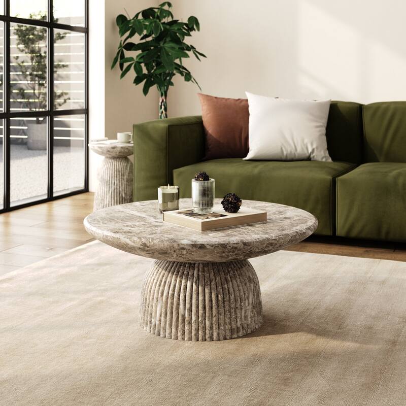 Studio London Maddox Single Round Coffee Table Stone Marble Effect