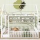 preview thumbnail 2 of 58, Metal Bed House Bed Frame with Fence and Shelves White - Full
