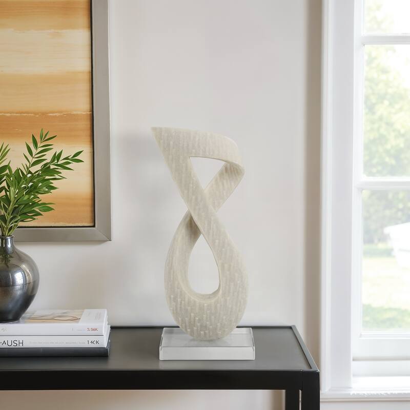 Resin Glass Decorative Object with Abstract Twist Design - 19" White - 8" x 5" x 19" - White - 8" x 5" x 19"