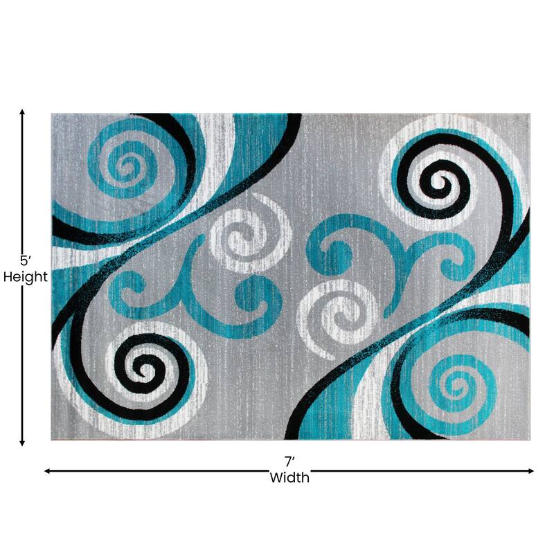 Modern Distressed Swirl Abstract Style Indoor Area Rug