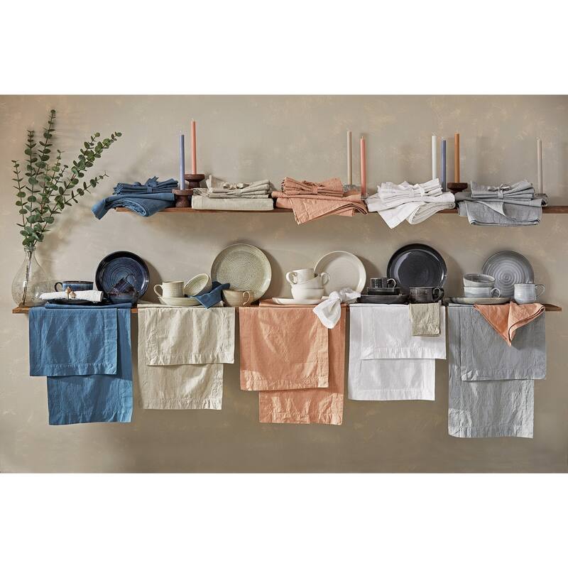 Threads Slub Blush Cotton Tablecloth, 84"L x 60"W, 2.0" Hem - 60 x 84