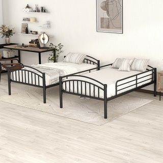 Concise Design Twin Over Twin Metal Bunk Bed with Sector Guardrail