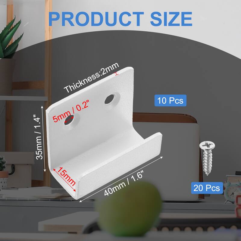 10 Pcs Stainless Steel Tile Hanger Tile Display Bracket - White - 15mm