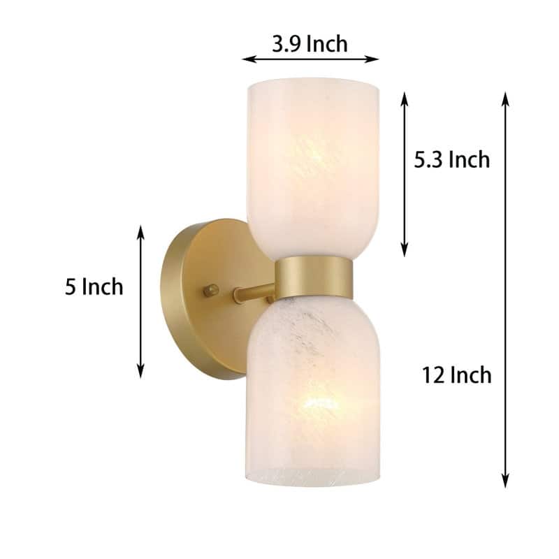Shuman 2-light Mid-century Modern White Gold Wall Sconce with UL