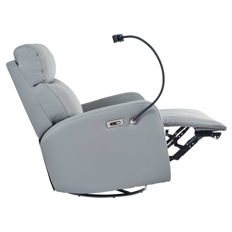 PU Power Swivel Recliner Chair with 270° Rotation, Electric 95-160° Recline and Dual USB Ports - 330lb Capacity