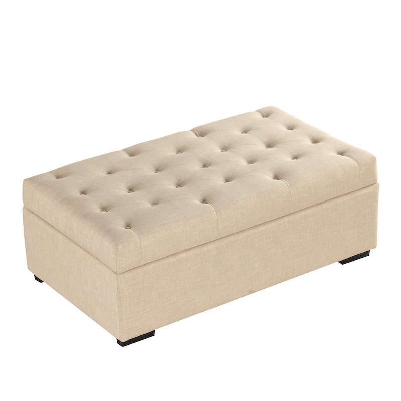 Tufted Sleeper Couch Settee, Ottoman with Folding Sofa Bed, Convertible Ottoman Sleeper with Memory Mattress