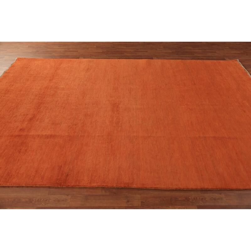 Modern Orange Gabbeh Oriental Area Rug Hand-Knotted Wool Carpet - 6'6" x 9'7"
