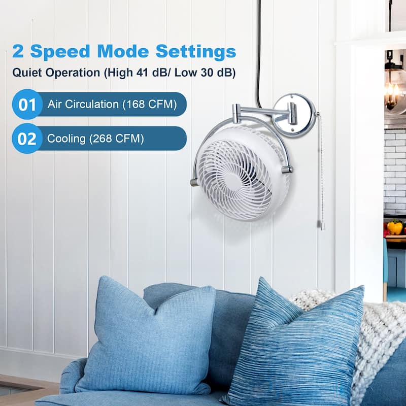 10-inch Industrial Walnut Indoor Wall Mount Fans with Plug in Cord