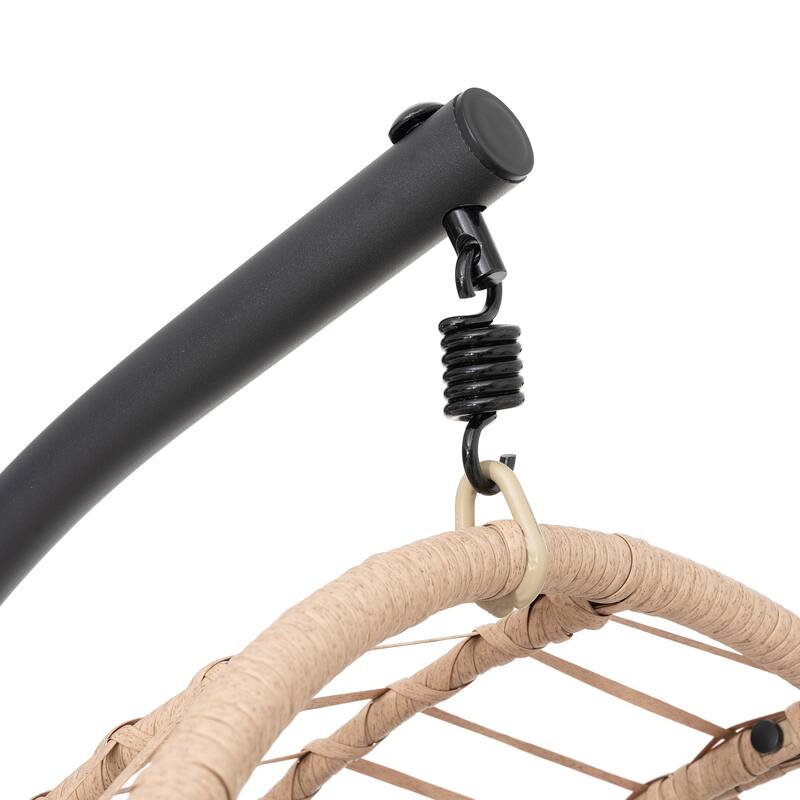 Outdoor Indoor Swing Egg Chair with Antracite Color Cushion And Black Color Base