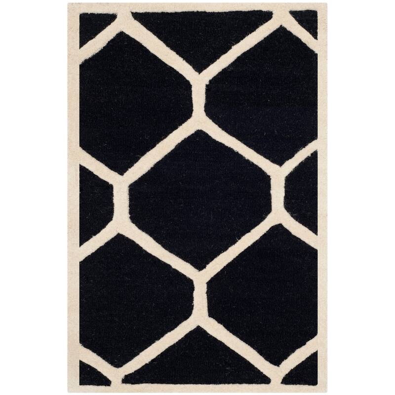 SAFAVIEH Handmade Cambridge Meira Modern Moroccan Wool Rug - 2'6" x 4' - Black/Ivory