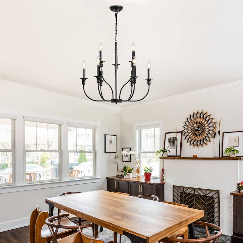 9-Light Candlestick Farmhouse Chandelier for Bedroom Living Room Staircase