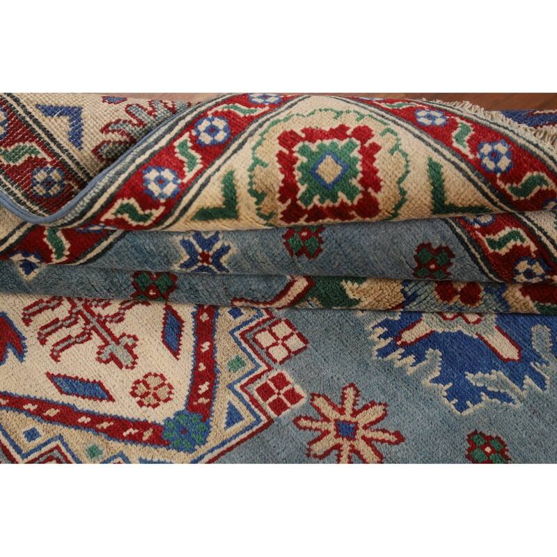 Light Blue Kazak Oriental Rug Hand-Knotted Living Room Wool Carpet - 4'10" x 6'7"
