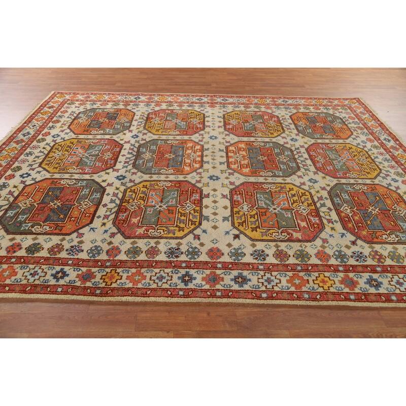 Elephant Feet Heriz Serapi Indian Area Rug Hand-Knotted Wool Carpet - 7'9" x 9'11"