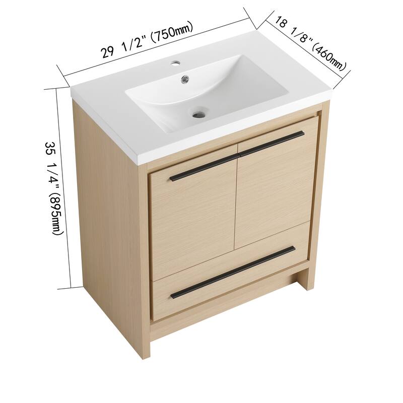 Bathroom Vanity With Sink In 24/30/36/48 Inch, Freestanding Bathroom Vanity With Soft Close Door and Drawer