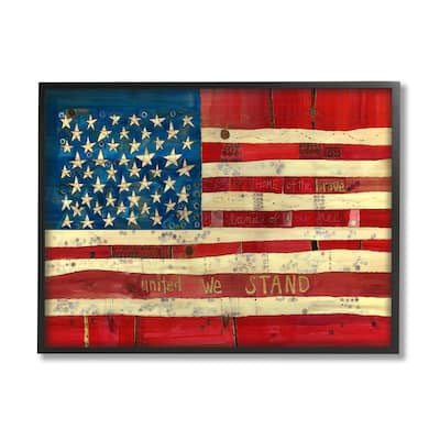 Stupell Industries United We Stand Independence Day Festive American Flag Framed Wall Art, Design by Stephanie Burgess - Red