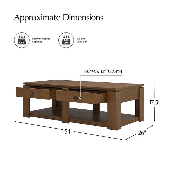 HULALA HOME Jorge Modern 4-Drawers Coffee Table with 6 Solid Wood