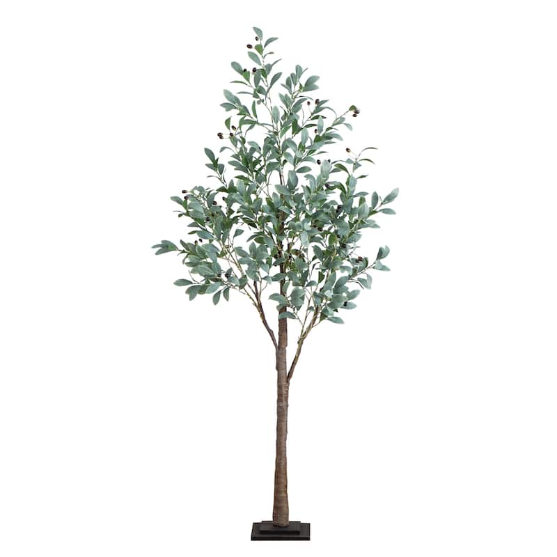 Pre-Lit Artificial Fruiting Olive Tree - 6' - Warm White LED Lights
