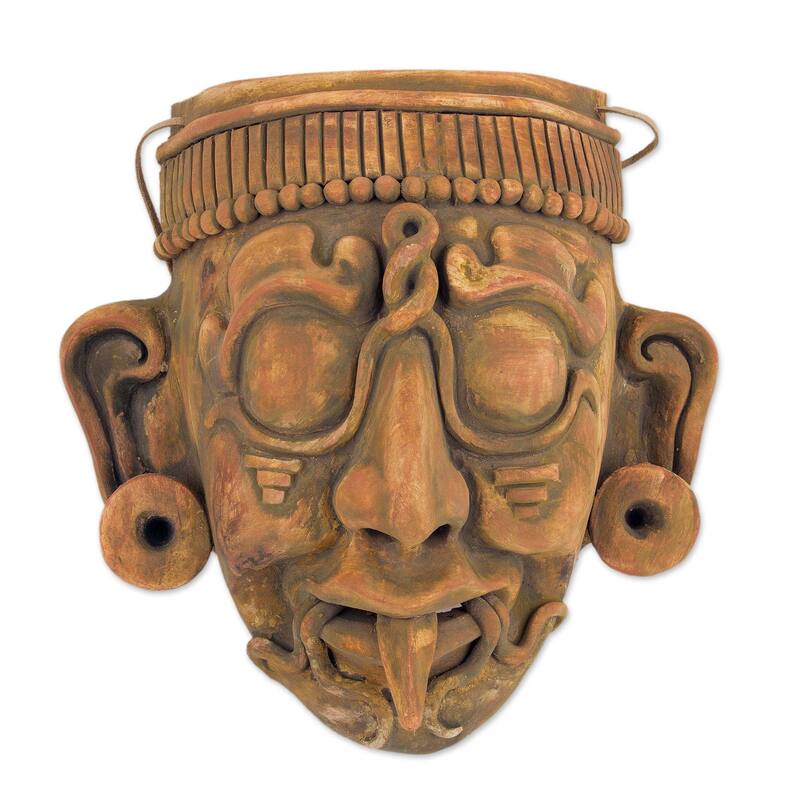 Novica Maya Lord Kinich Aha Ceramic mask