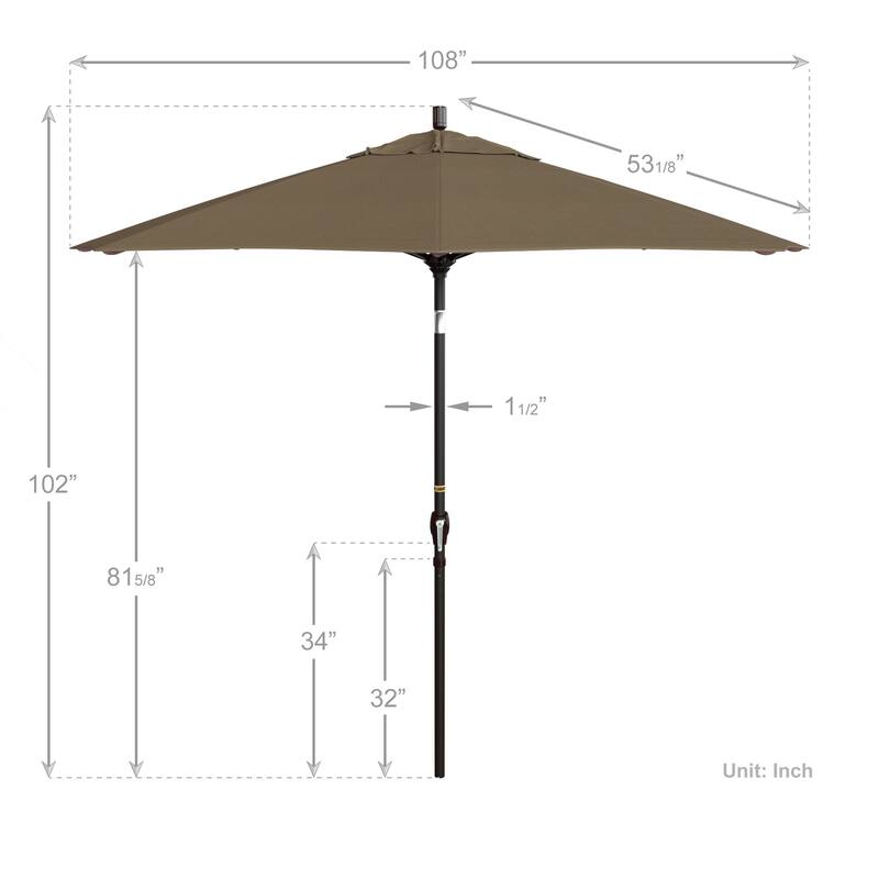 Pompano 9ft Crank Lift Push Button Tilt Round Patio Umbrella by Havenside Home, Base Not Included