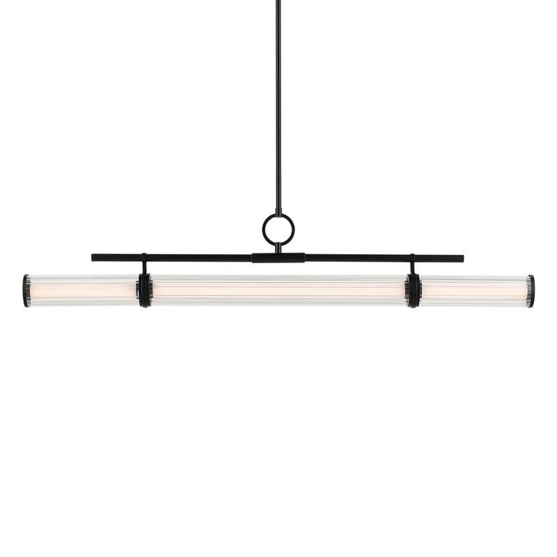 Riven 48.25 Inch LED 1 Light Linear Chandelier with Clear Fluted Glass in Black