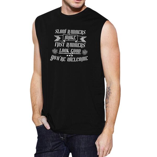 Slow Fast Runners Mens Black Humorous Workout Tank Top Muscle Shirt Slow Fast Runners Mens Black Humorous Workout Tank Top Muscle Shirt