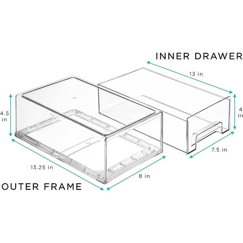 Sorbus Fridge Drawers - Clear Stackable Pull Out Refrigerator Organizer Bins, Medium