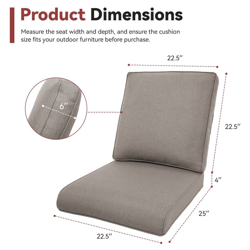 Gymojoy Pillow and Cushion Set Deep Seat Indoor/Outdoor - 25" x 22" x 4"