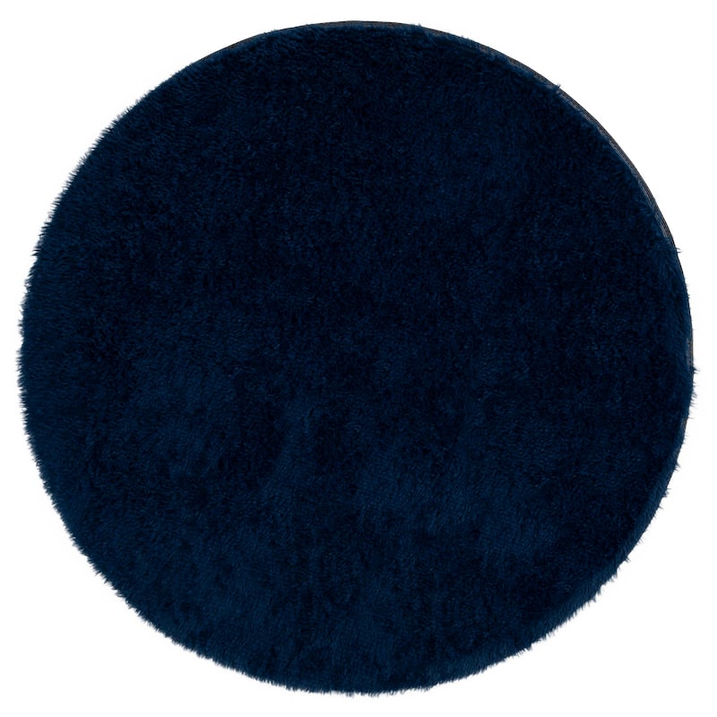 SAFAVIEH Rainbow Remzija Shag Rug - 4' Round - Navy