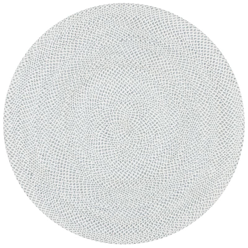 SAFAVIEH, Handmade Handmade Insa Country Geometric Polyester Rug - 5' Round - Silver/Ivory