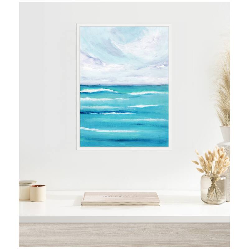 Kate and Laurel Sylvie Evening Ocean Waves Framed Canvas by Nikita Jariwala