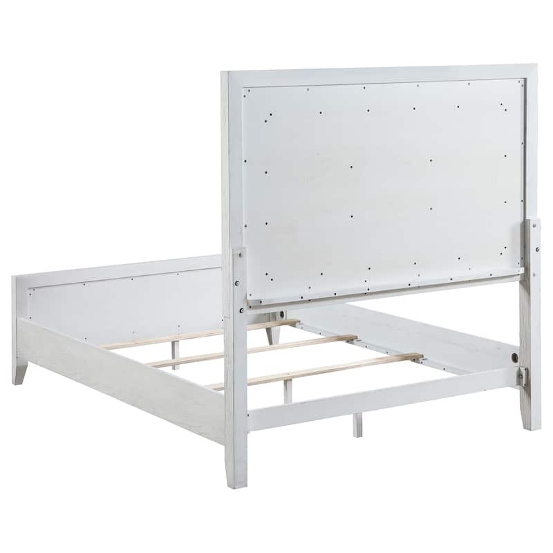 Marielle Upholstered Panel Bed Distressed White