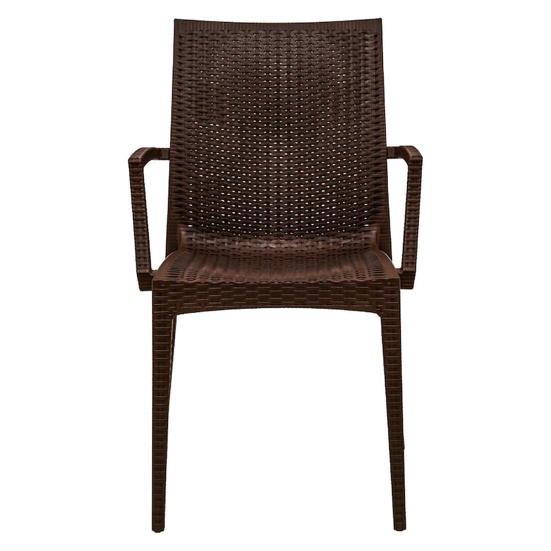 Mace Polypropylene Stackable Armrest Patio Dining Chair with Woven Design for Outdoor Dining Patio Indoor Gatherings